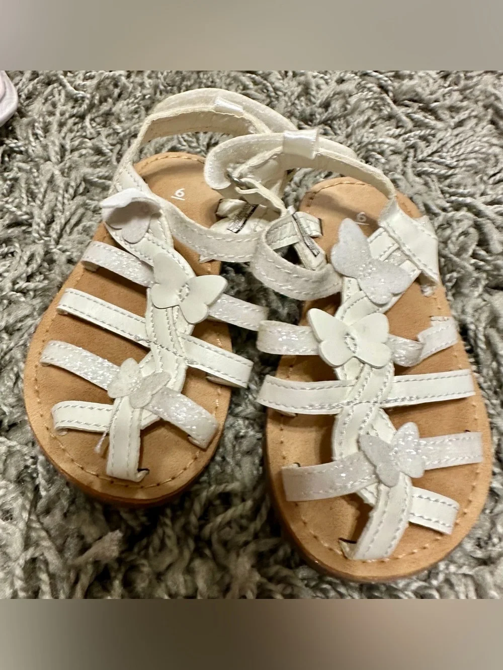 Carter's White Butterfly Glitter Strappy Sandals